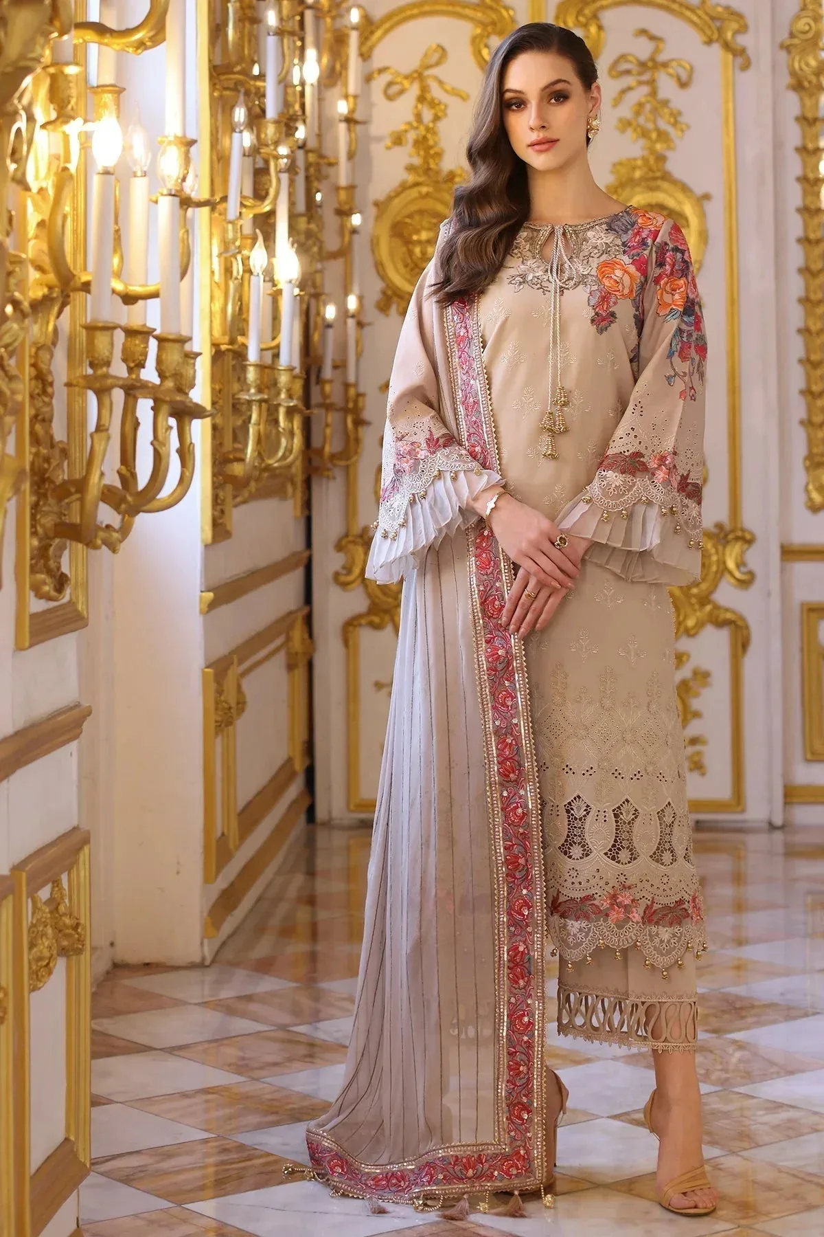 Charizma Tabeer Eid Edition 25 Beige Chiffon – view 1 – Poshaq