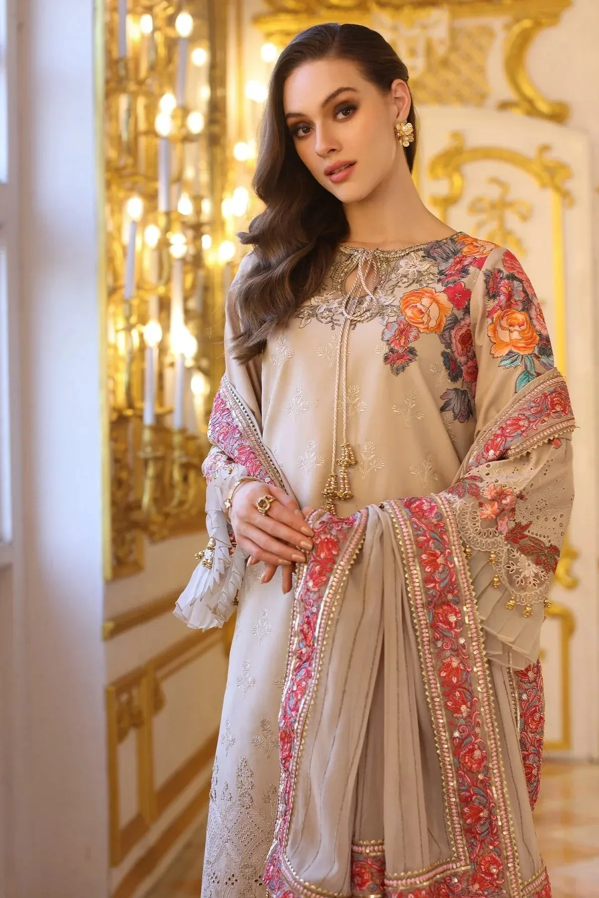 Charizma Tabeer Eid Edition 25 Beige Chiffon – view 4 – Poshaq
