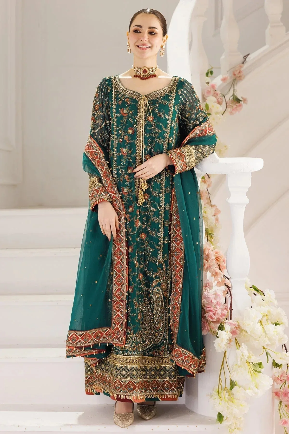 Charizma Dastaan e Jashaan Formals 25 Sea Green Raw Silk – view 1 – Poshaq