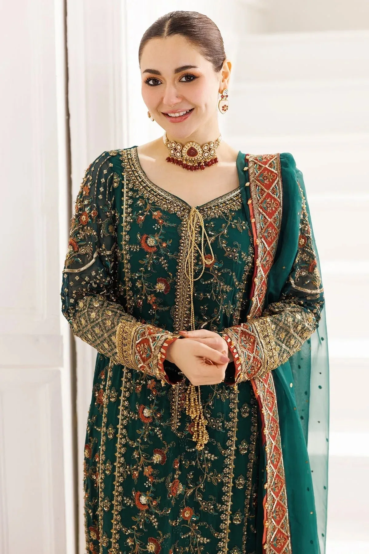 Charizma Dastaan e Jashaan Formals 25 Sea Green Raw Silk – view 3 – Poshaq