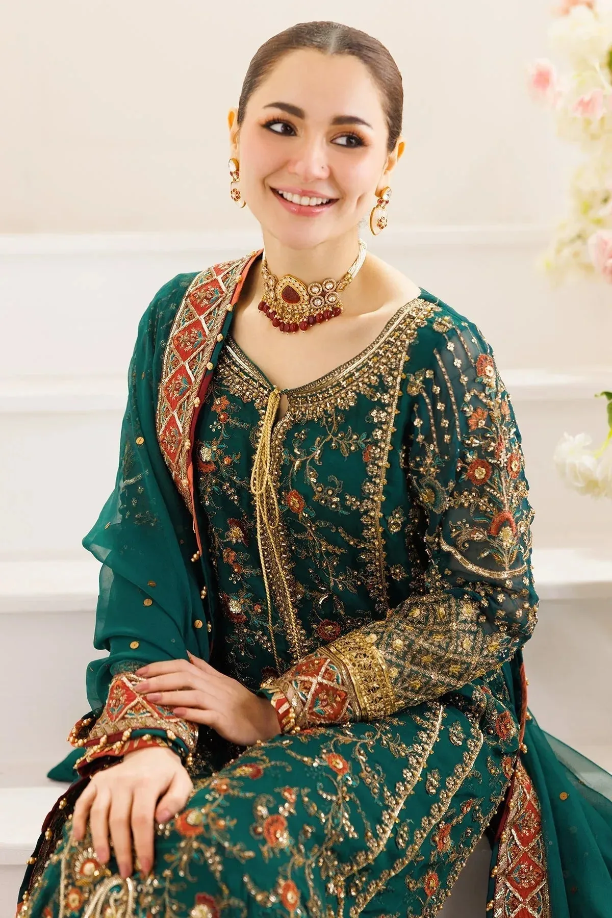 Charizma Dastaan e Jashaan Formals 25 Sea Green Raw Silk – view 4 – Poshaq