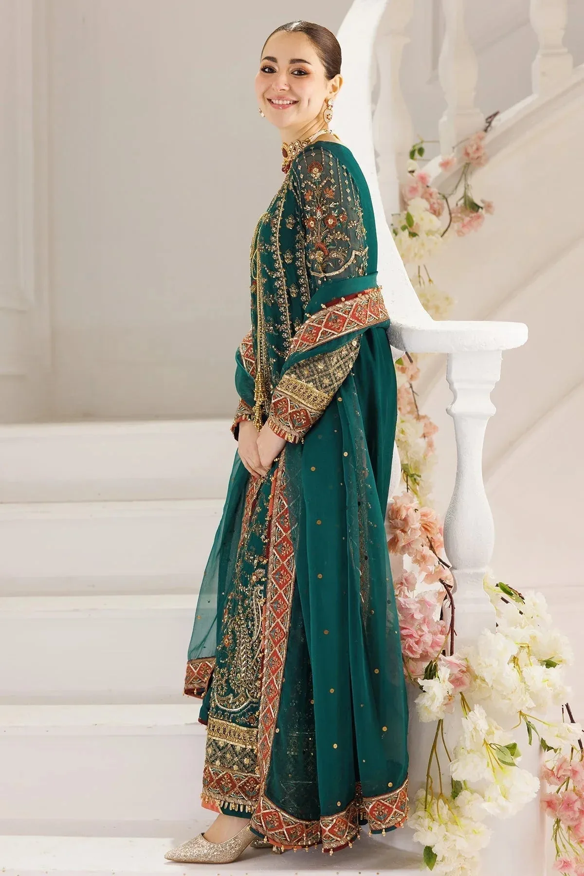 Charizma Dastaan e Jashaan Formals 25 Sea Green Raw Silk – view 5 – Poshaq