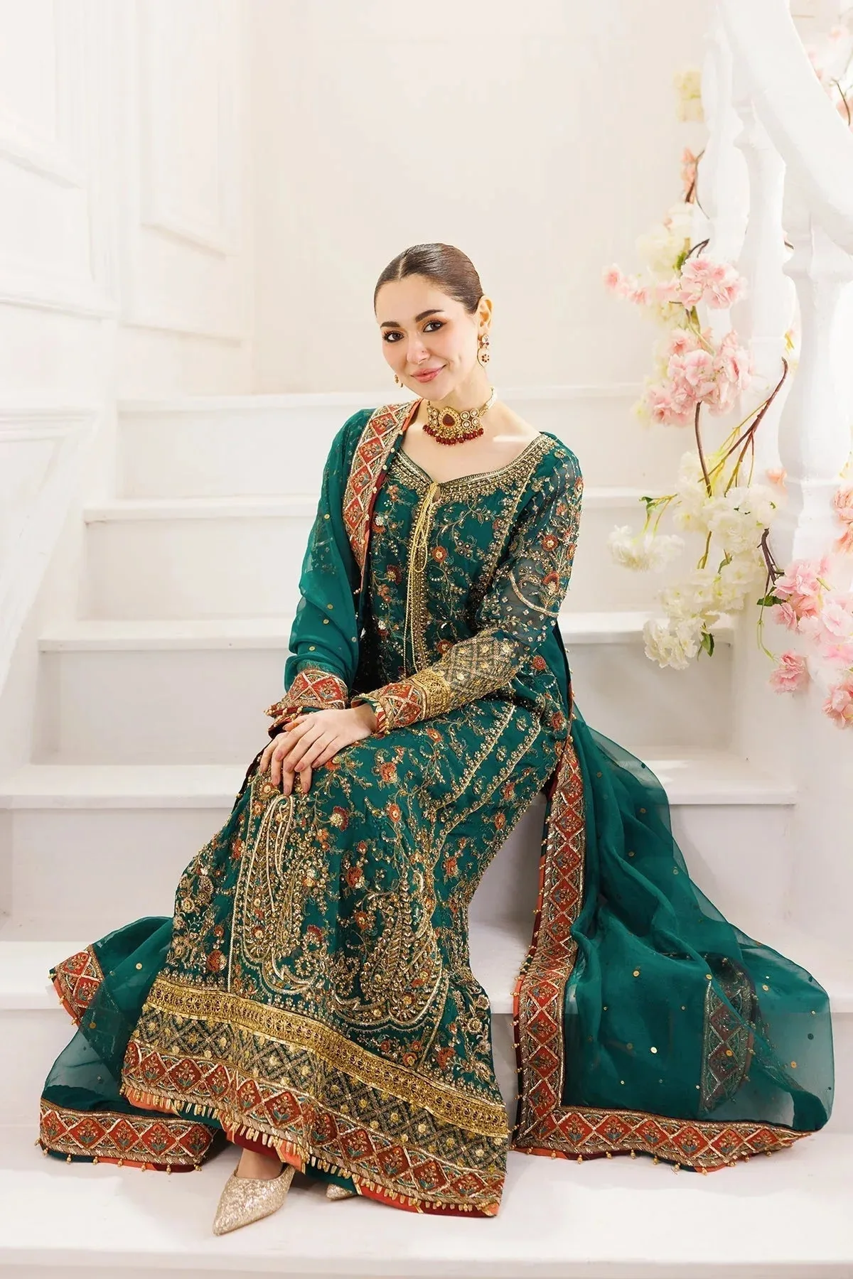 Charizma Dastaan e Jashaan Formals 25 Sea Green Raw Silk – view 6 – Poshaq