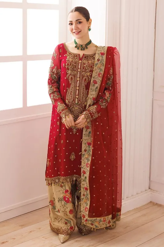 Charizma Dastaan e Jashaan Formals 25 Red Raw Silk – view 1 – Poshaq