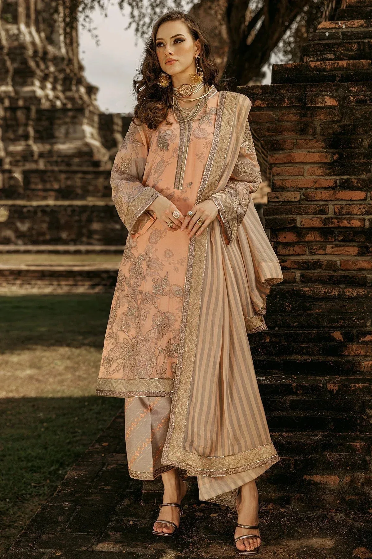 Charizma Vasal Collection 25 Peach Raw Silk – view 1 – Poshaq