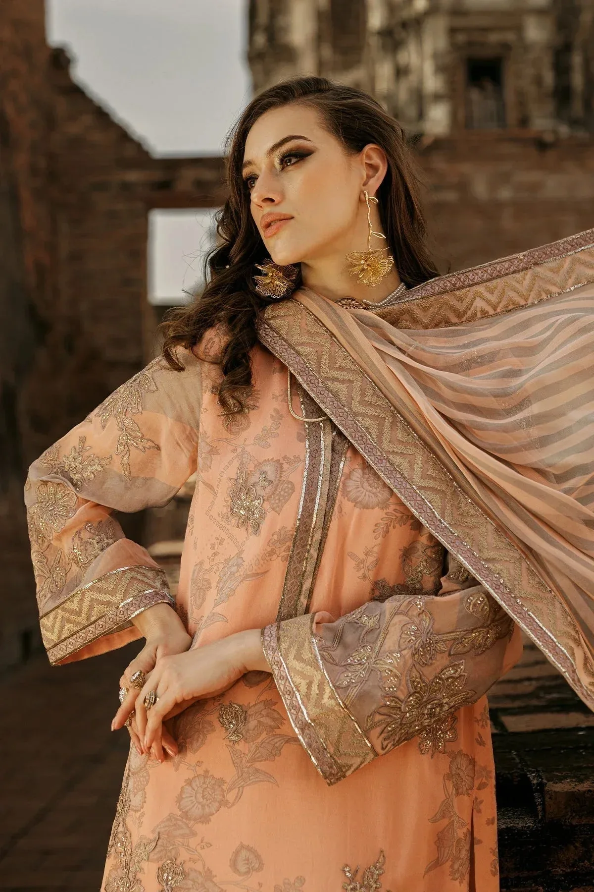 Charizma Vasal Collection 25 Peach Raw Silk – view 4 – Poshaq