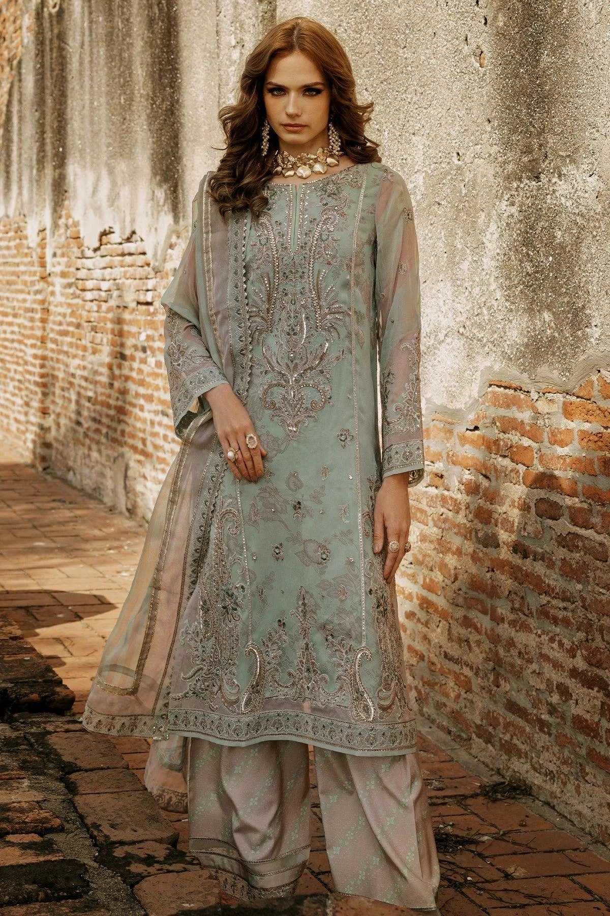 Charizma Vasal Collection 25 Pastel Mint Raw Silk – view 1 – Poshaq
