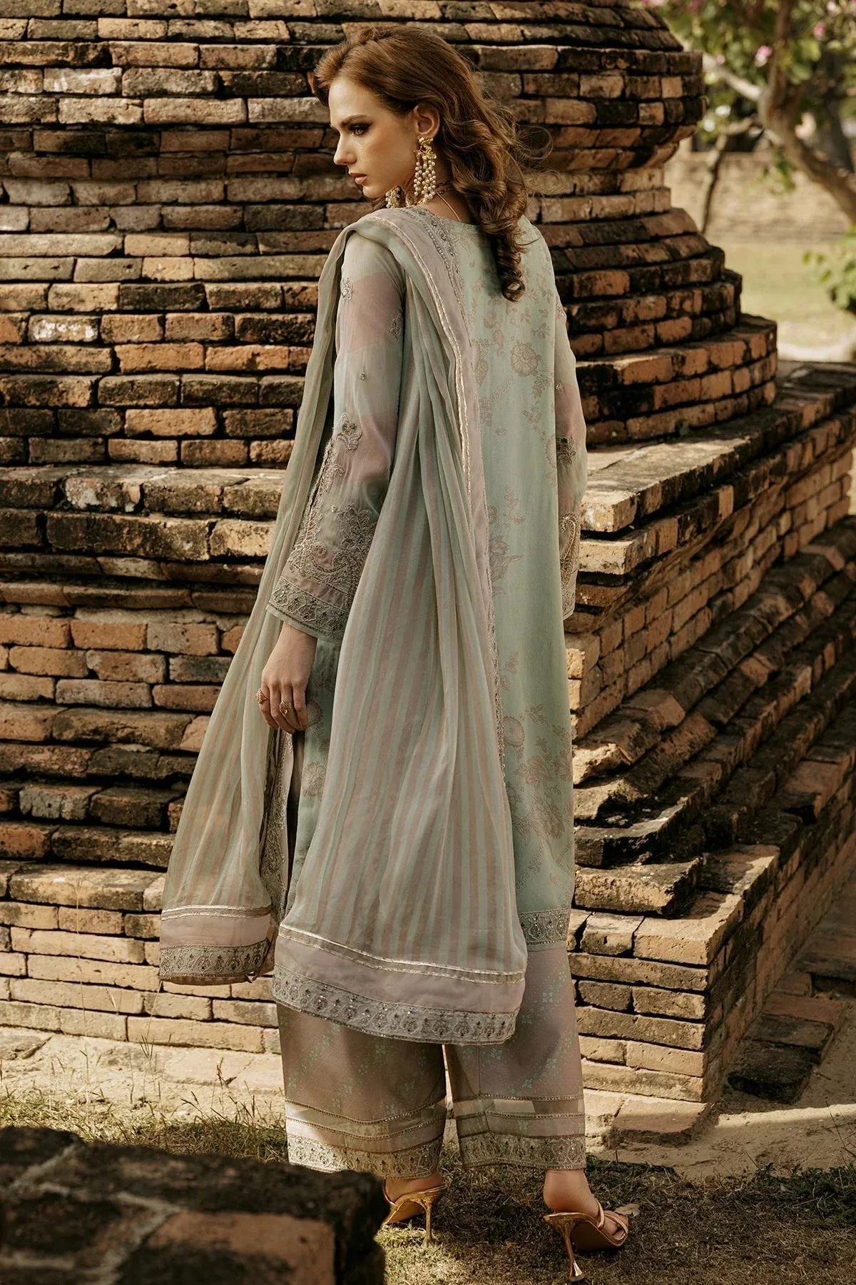 Charizma Vasal Collection 25 Pastel Mint Raw Silk – view 2 – Poshaq