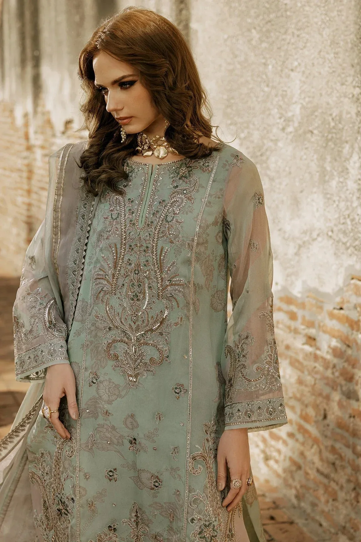 Charizma Vasal Collection 25 Pastel Mint Raw Silk – view 3 – Poshaq