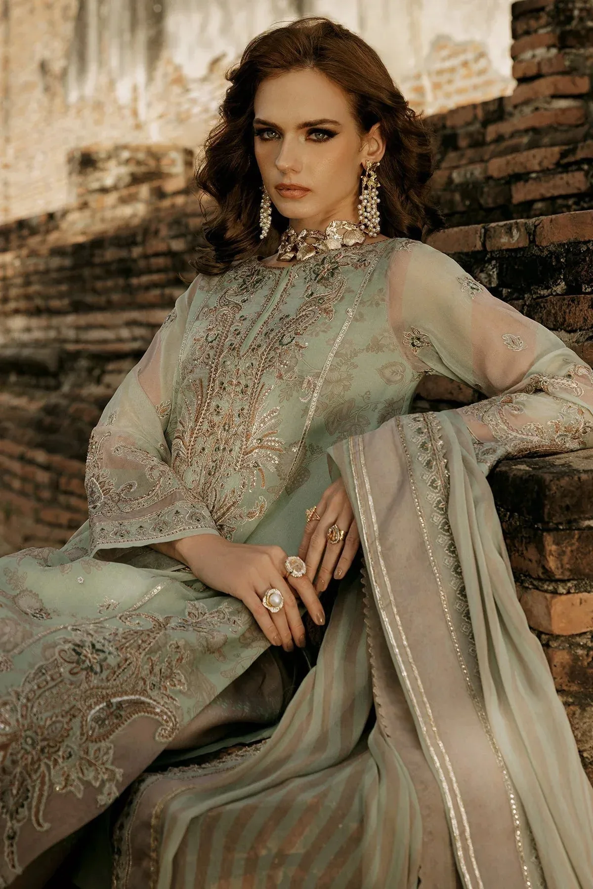Charizma Vasal Collection 25 Pastel Mint Raw Silk – view 4 – Poshaq