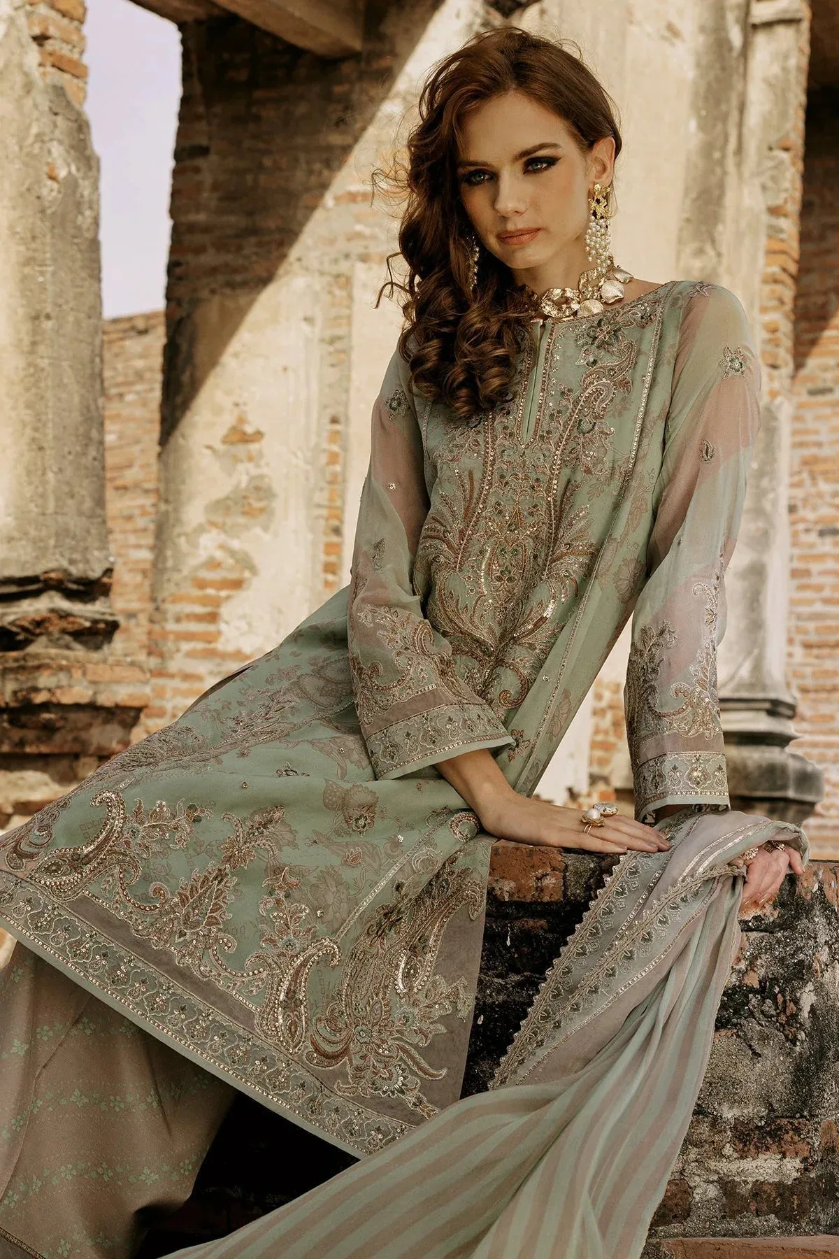 Charizma Vasal Collection 25 Pastel Mint Raw Silk – view 5 – Poshaq