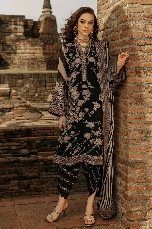 Charizma Vasal Collection 25 Black Raw Silk – view 1 – Poshaq