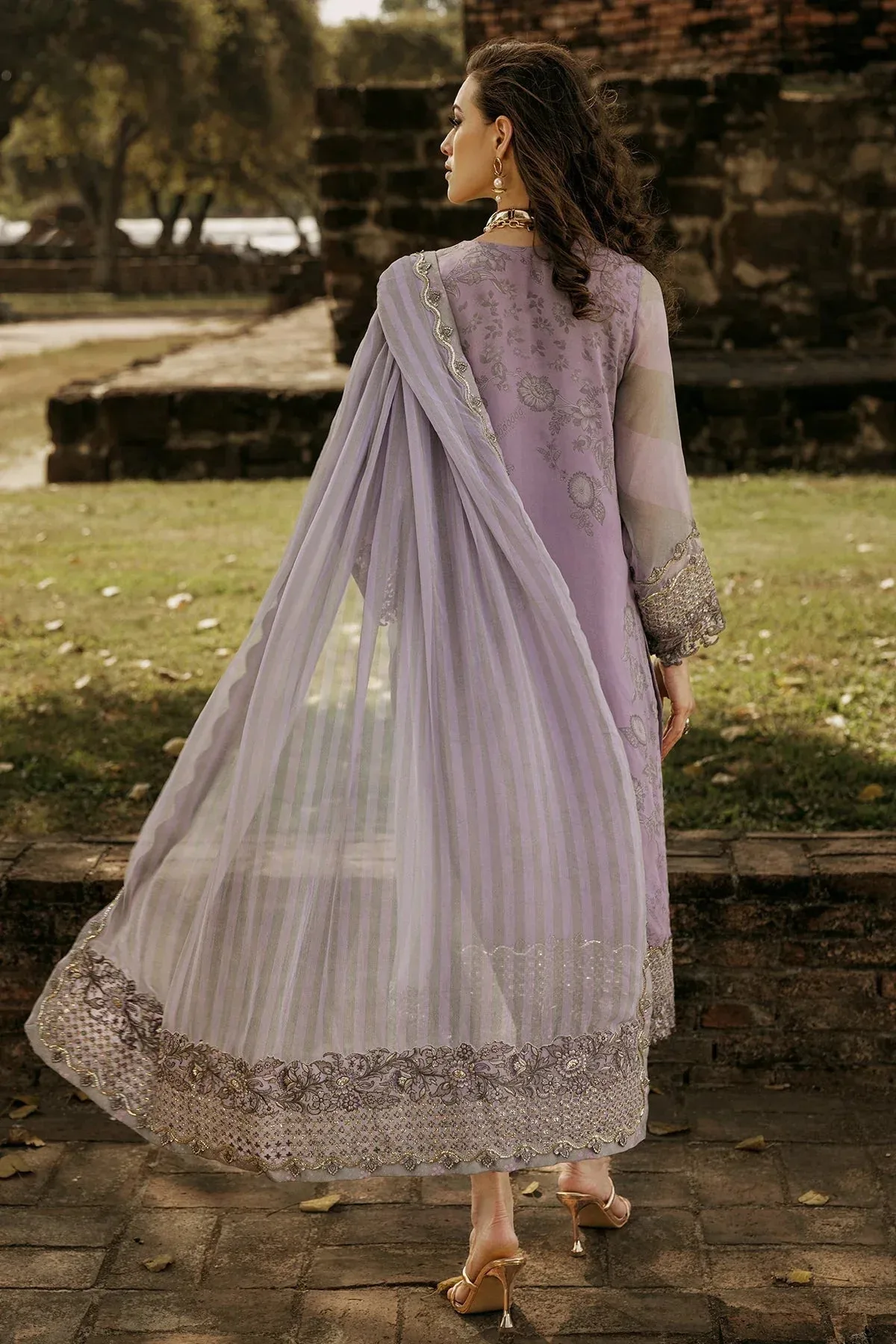 Charizma Vasal Collection 25 Purple Gray Raw Silk – view 2 – Poshaq