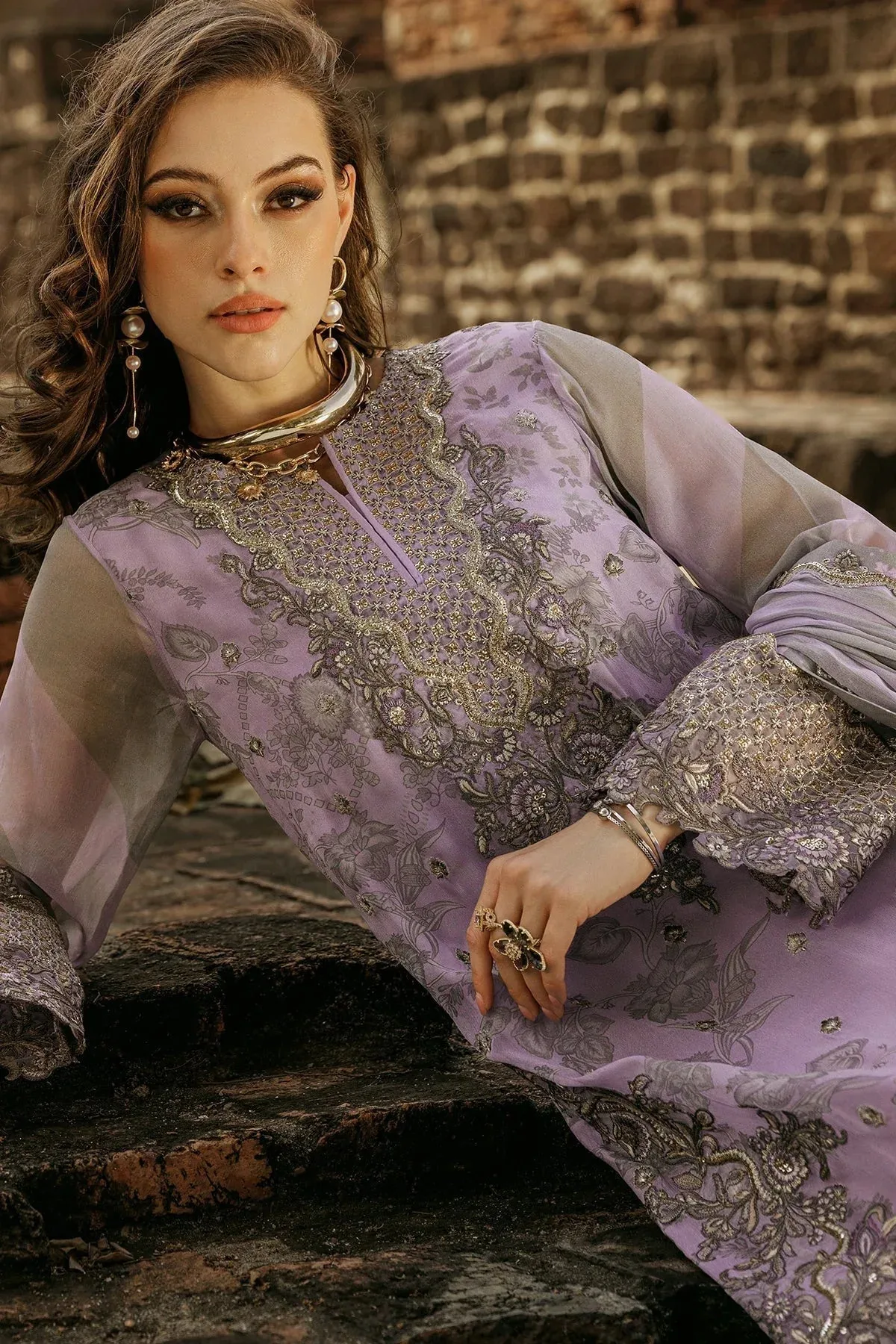 Charizma Vasal Collection 25 Purple Gray Raw Silk – view 5 – Poshaq
