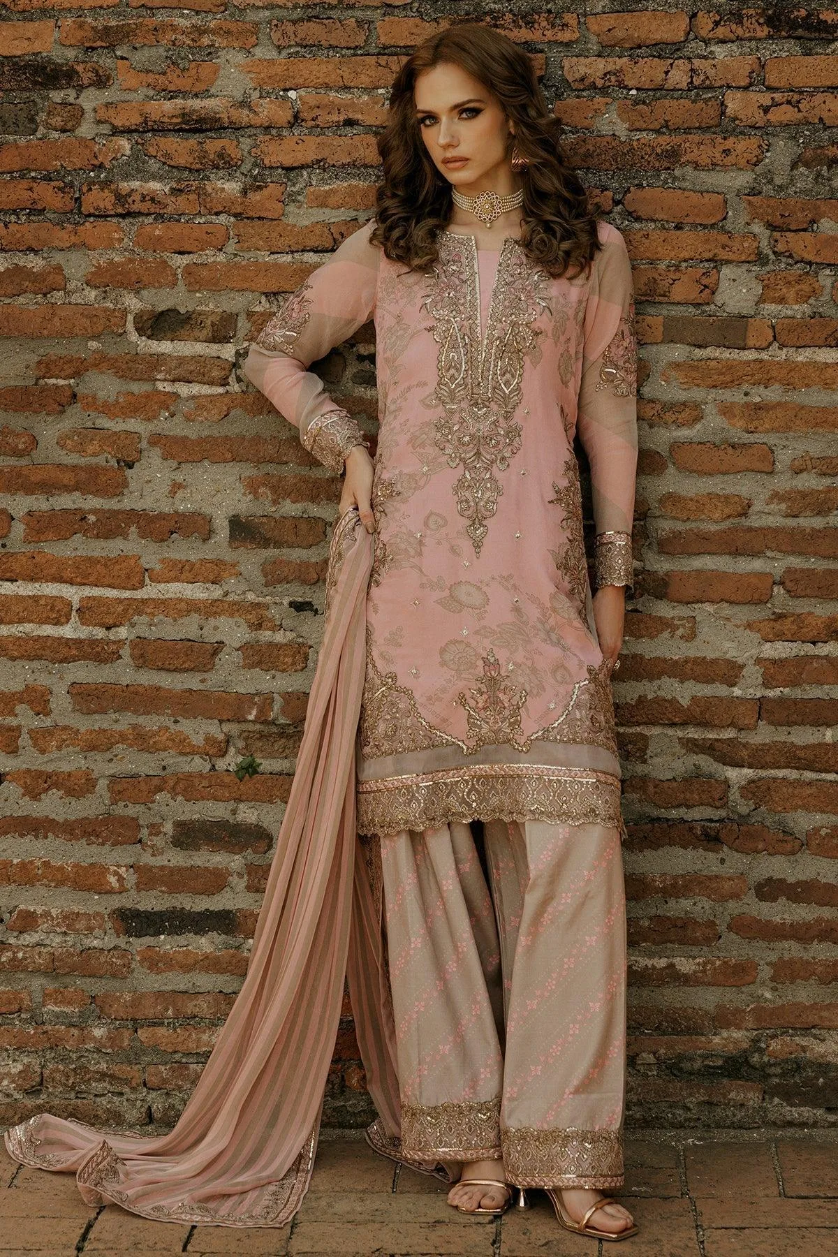 Charizma Vasal Collection 25 Blush Pink Raw Silk – view 1 – Poshaq