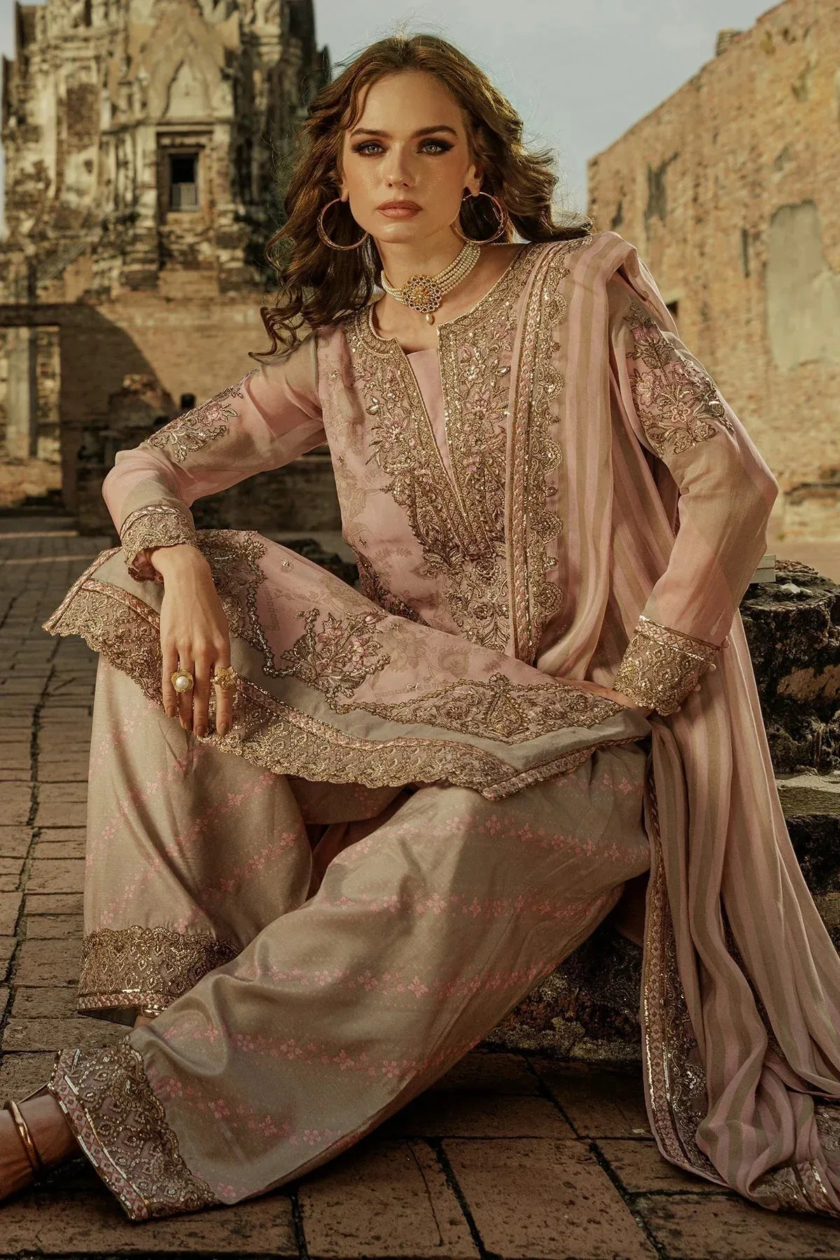 Charizma Vasal Collection 25 Blush Pink Raw Silk – view 5 – Poshaq