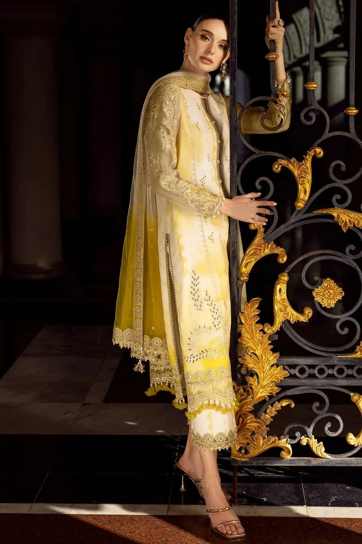 Charizma Festive Limited Edition 25 Pastel Yellow Cotton – view 2 – Poshaq