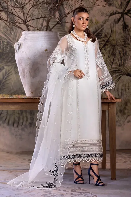 Charizma Festive Pret White Raw Silk – view 1 – Poshaq