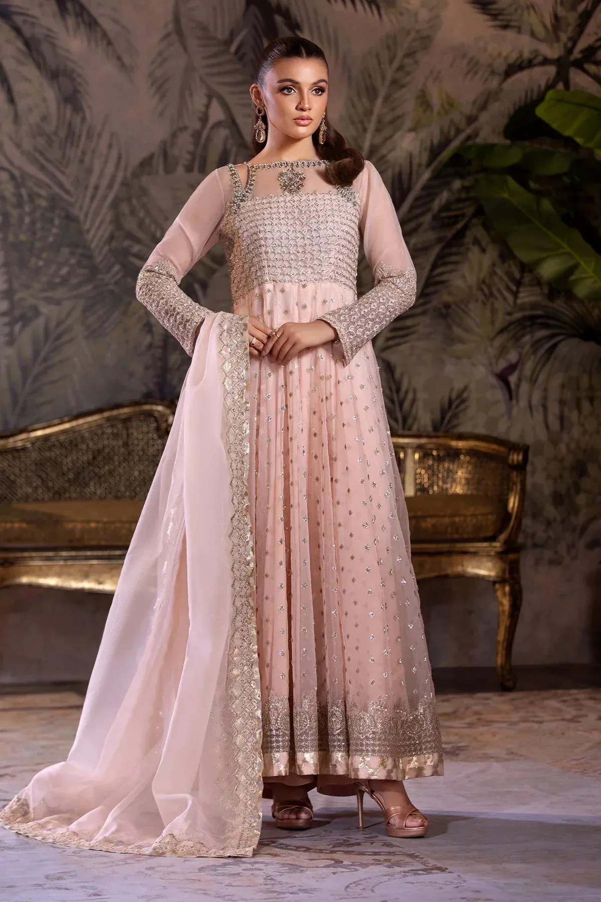Charizma Festive Pret Pink Raw Silk – view 1 – Poshaq
