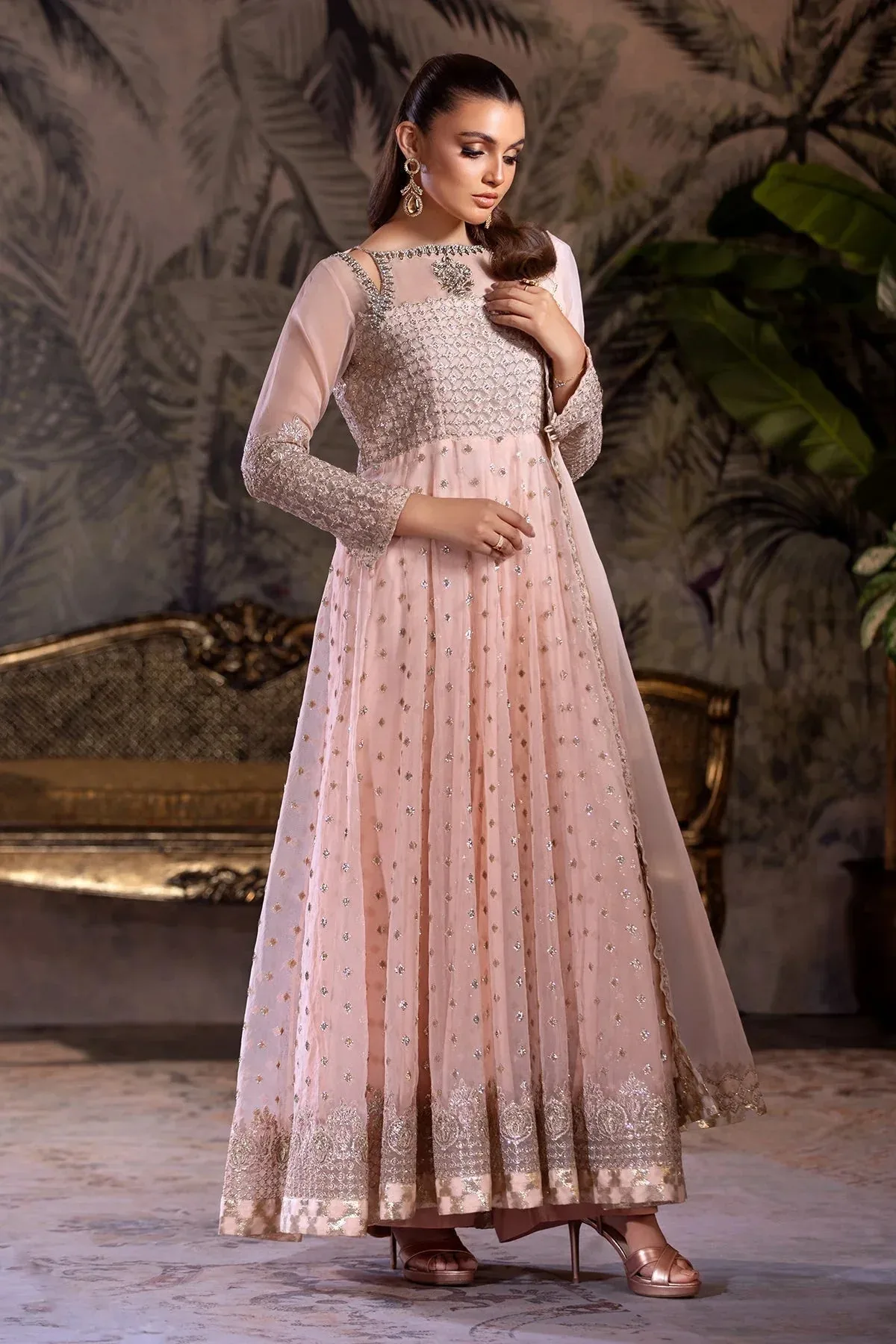 Charizma Festive Pret Pink Raw Silk – view 4 – Poshaq