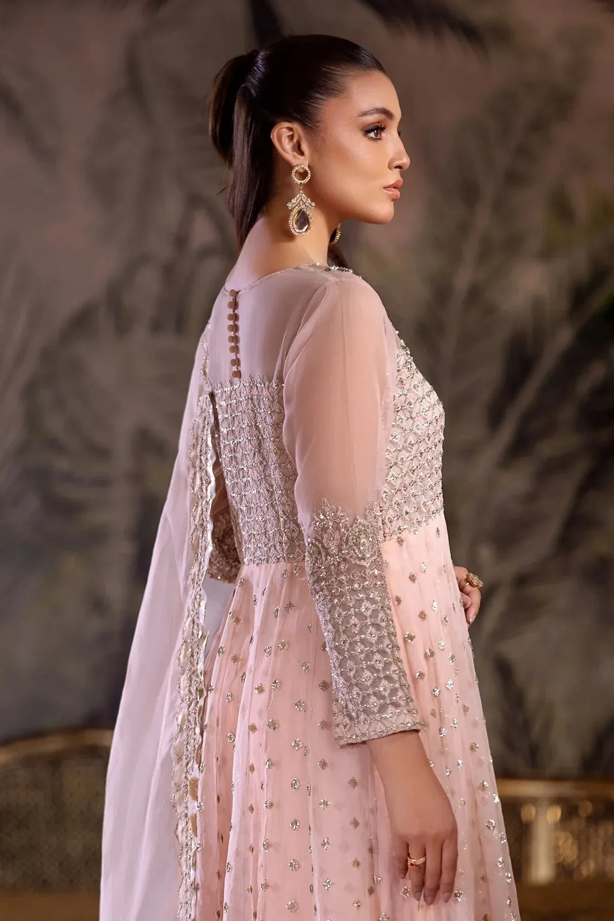 Charizma Festive Pret Pink Raw Silk – view 5 – Poshaq