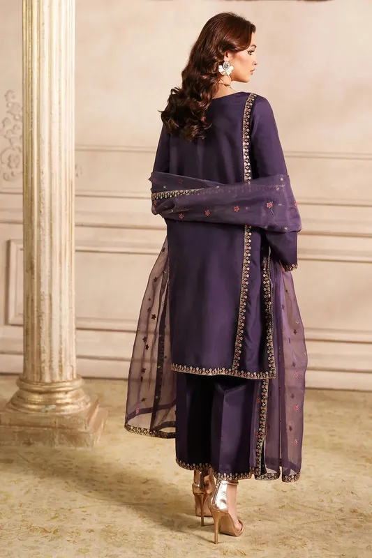 Charizma Festive Pret Plum Raw Silk – view 1 – Poshaq