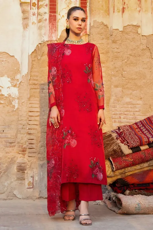Charizma Festive Pret Red Raw Silk – view 1 – Poshaq