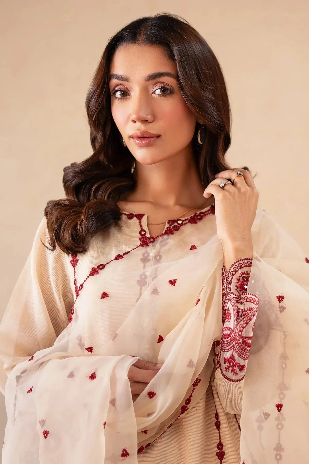 Charizma Festive Pret Off White Raw Silk – view 3 – Poshaq