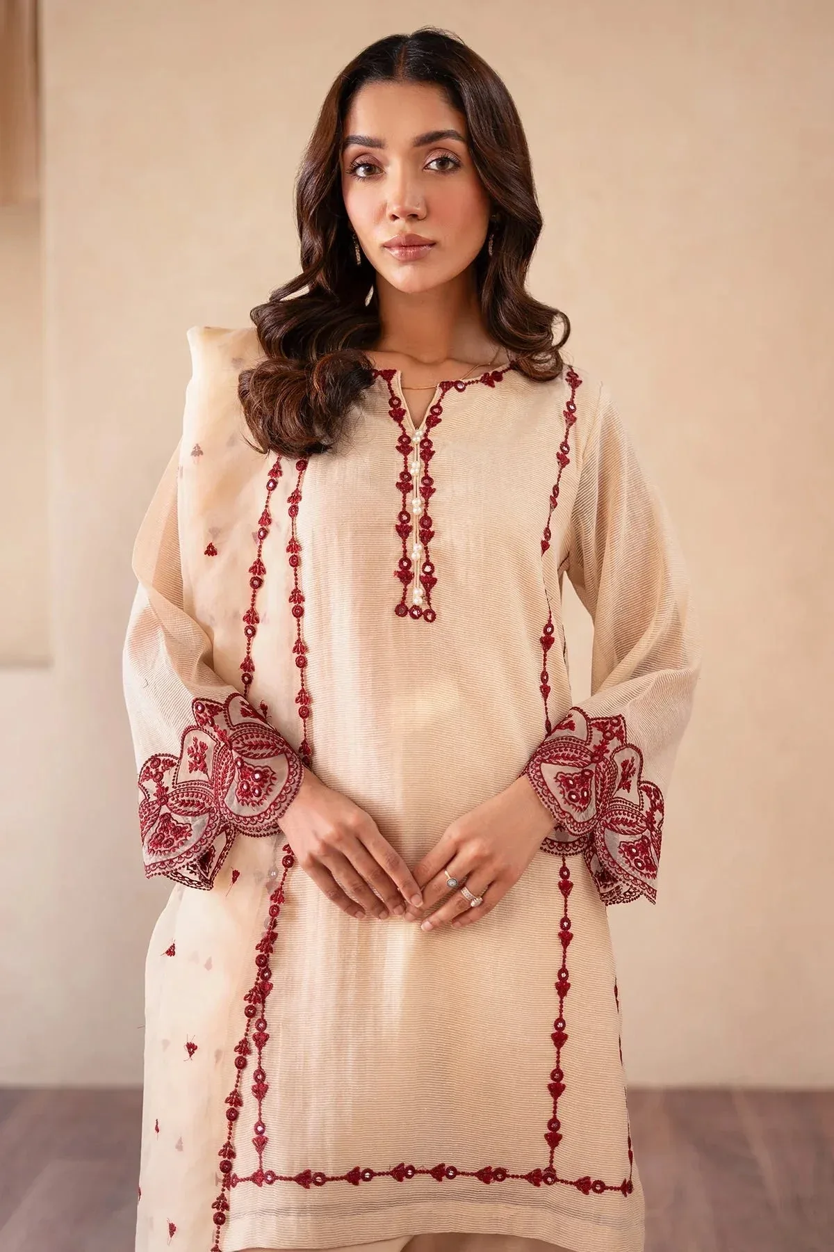Charizma Festive Pret Off White Raw Silk – view 5 – Poshaq
