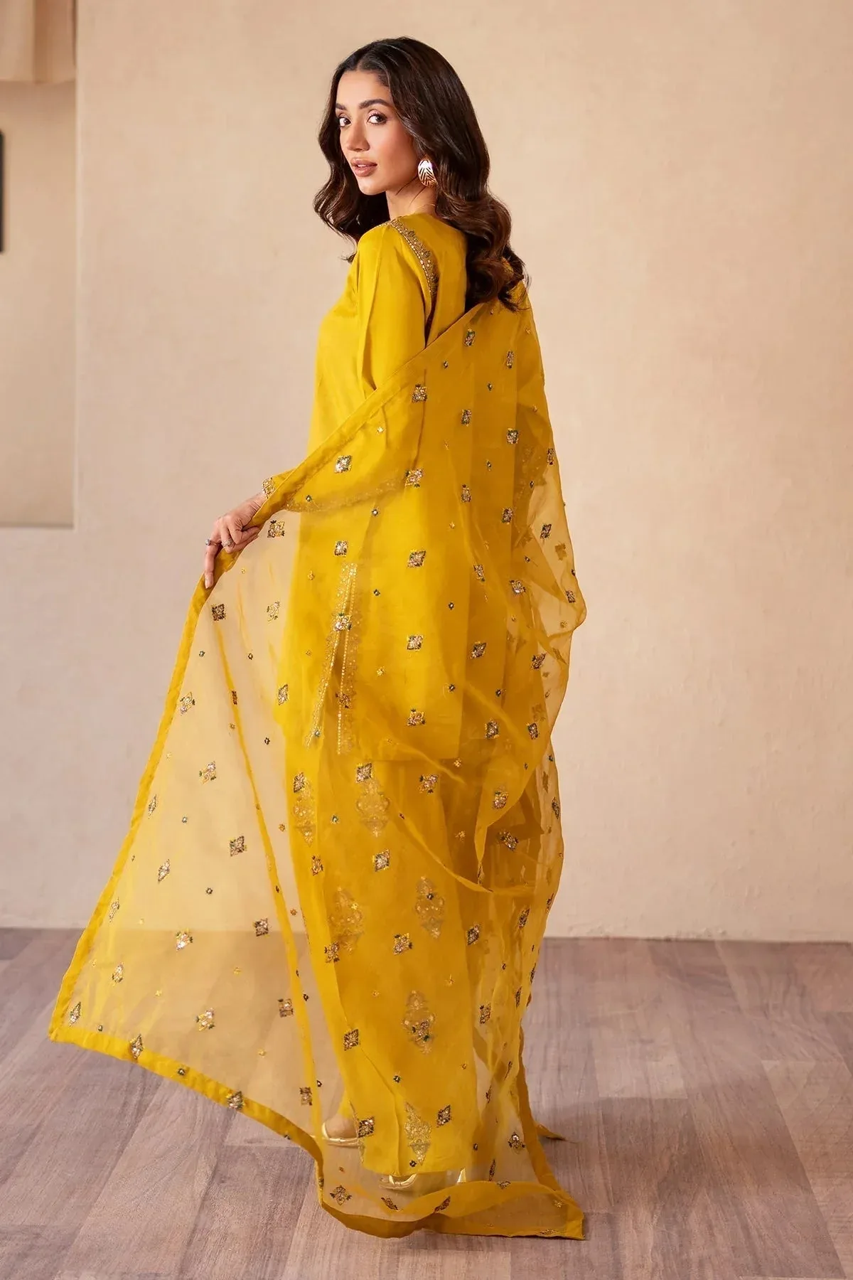 Charizma Festive Pret Mustard Raw Silk – view 1 – Poshaq
