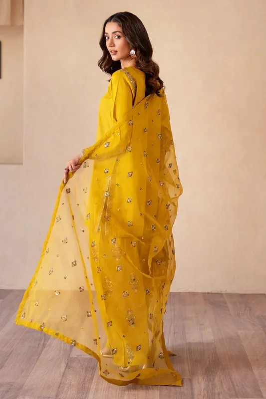 Charizma Festive Pret Mustard Raw Silk – view 1 – Poshaq