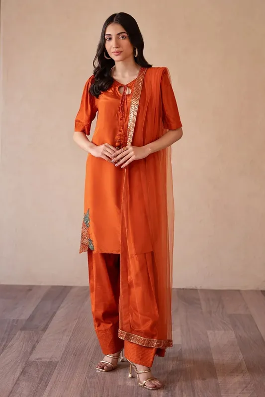 Charizma Festive Pret Orange Raw Silk – view 1 – Poshaq
