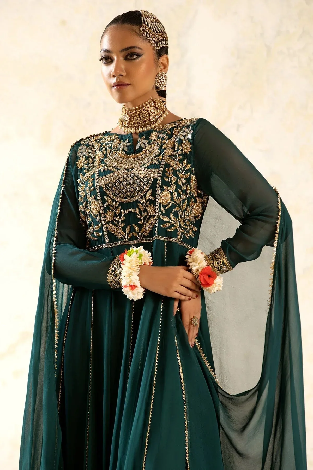 Charizma Festive Pret Green Raw Silk – view 3 – Poshaq