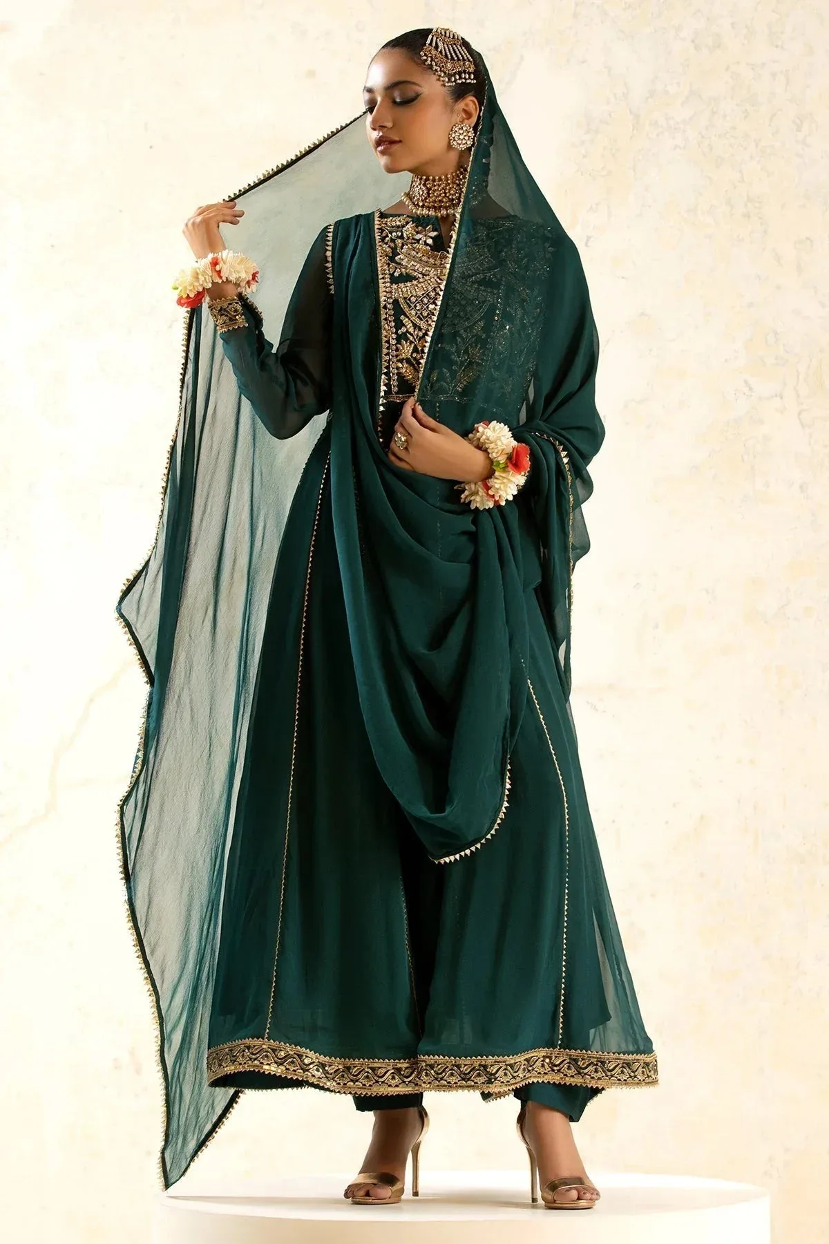 Charizma Festive Pret Green Raw Silk – view 4 – Poshaq