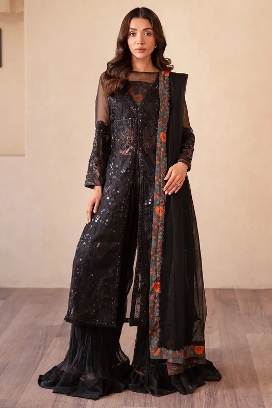 Charizma Festive Pret Black Raw Silk – view 1 – Poshaq