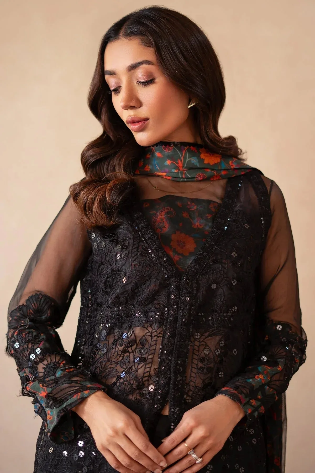 Charizma Festive Pret Black Raw Silk – view 3 – Poshaq