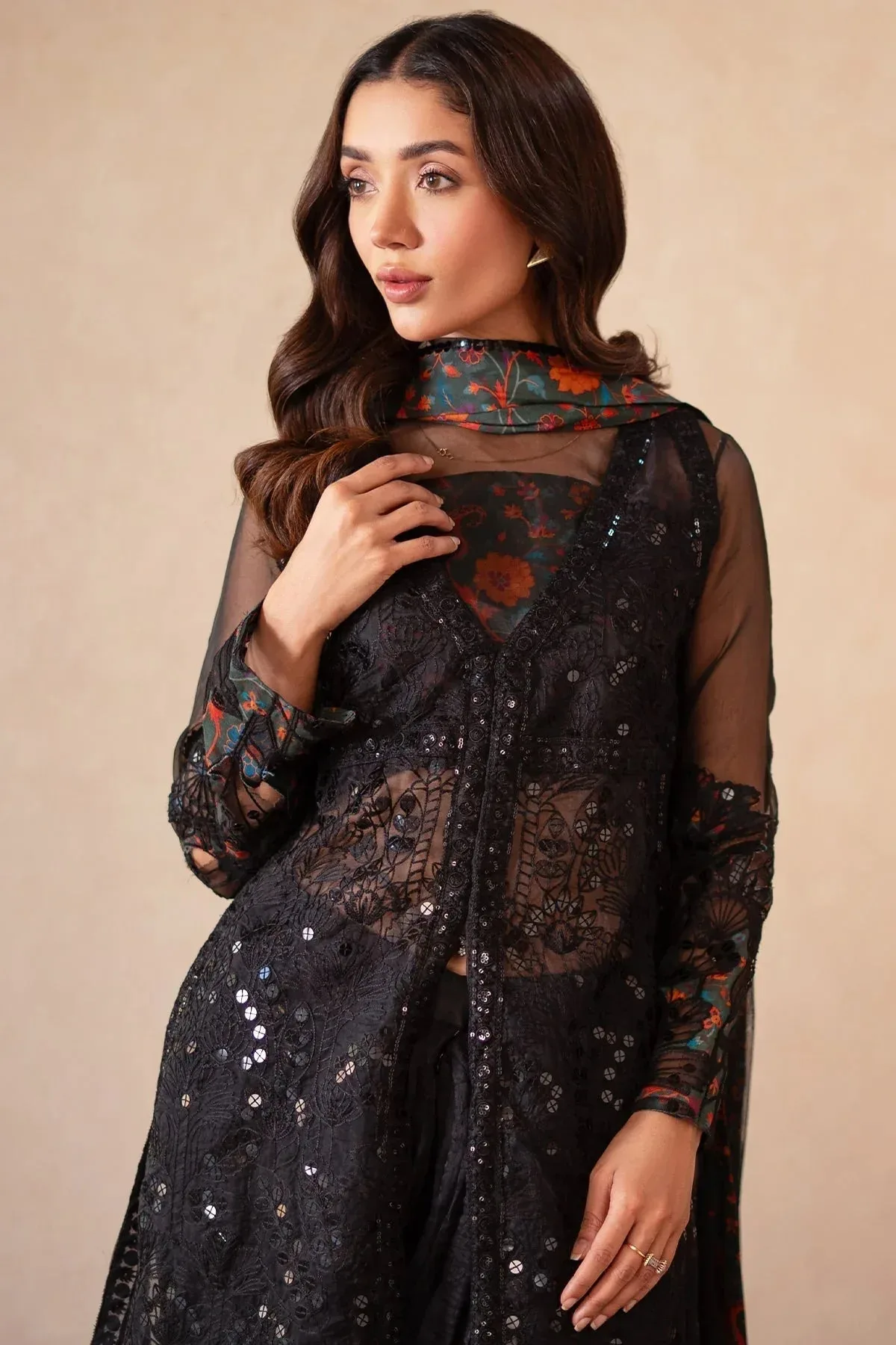 Charizma Festive Pret Black Raw Silk – view 4 – Poshaq