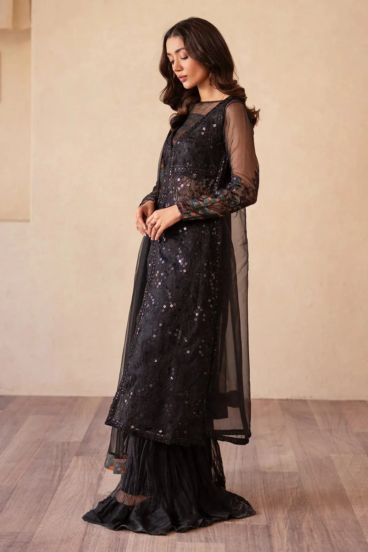 Charizma Festive Pret Black Raw Silk – view 5 – Poshaq