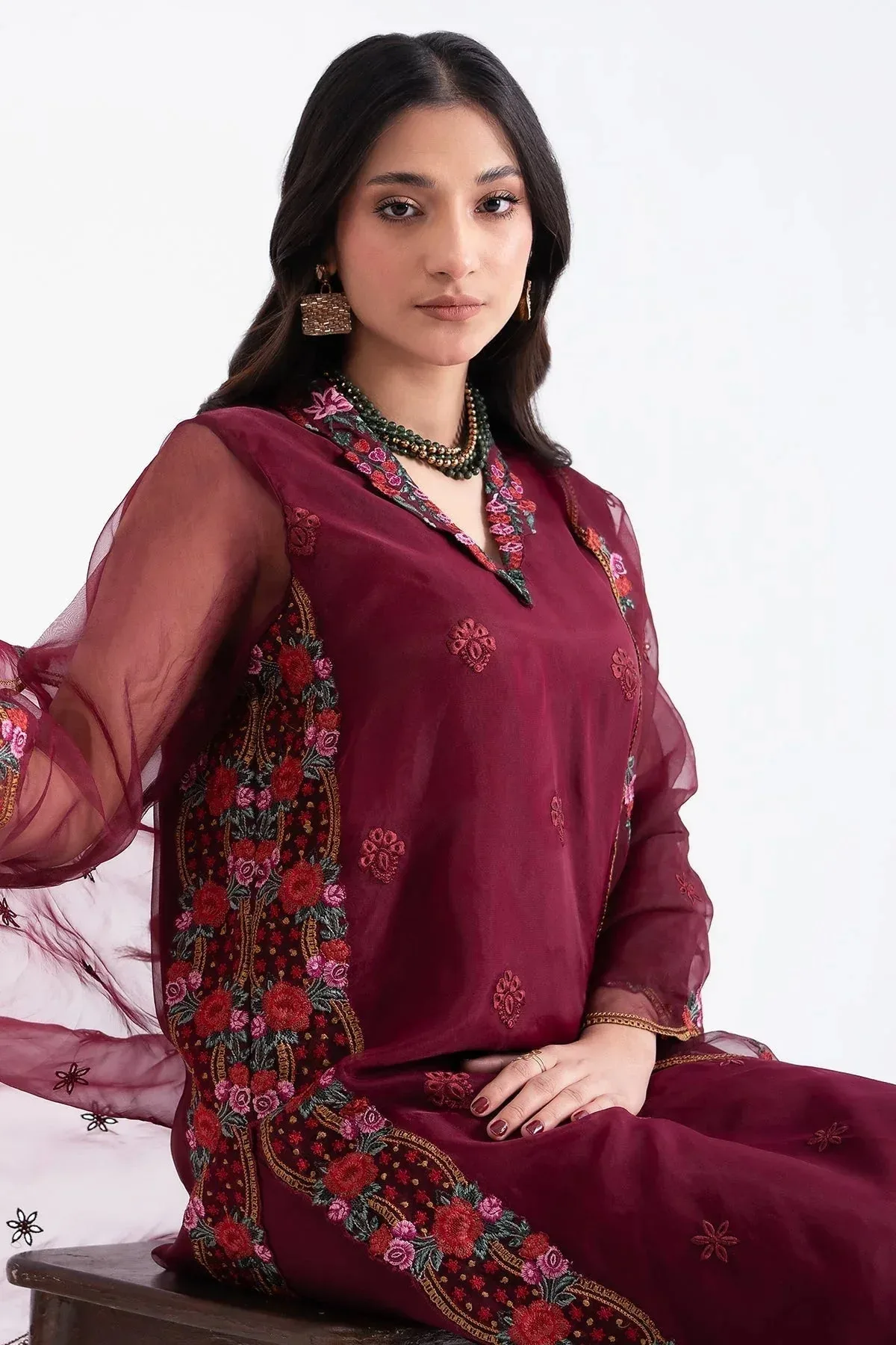 Charizma Festive Pret Berry Raw Silk – view 2 – Poshaq