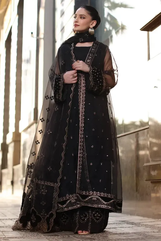 Charizma Festive Pret Black Raw Silk – view 1 – Poshaq