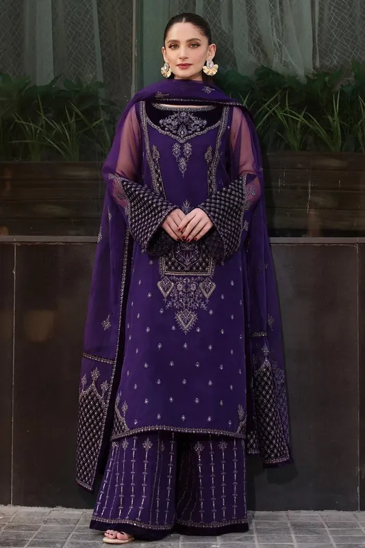 Charizma Festive Pret Purple Raw Silk – view 1 – Poshaq