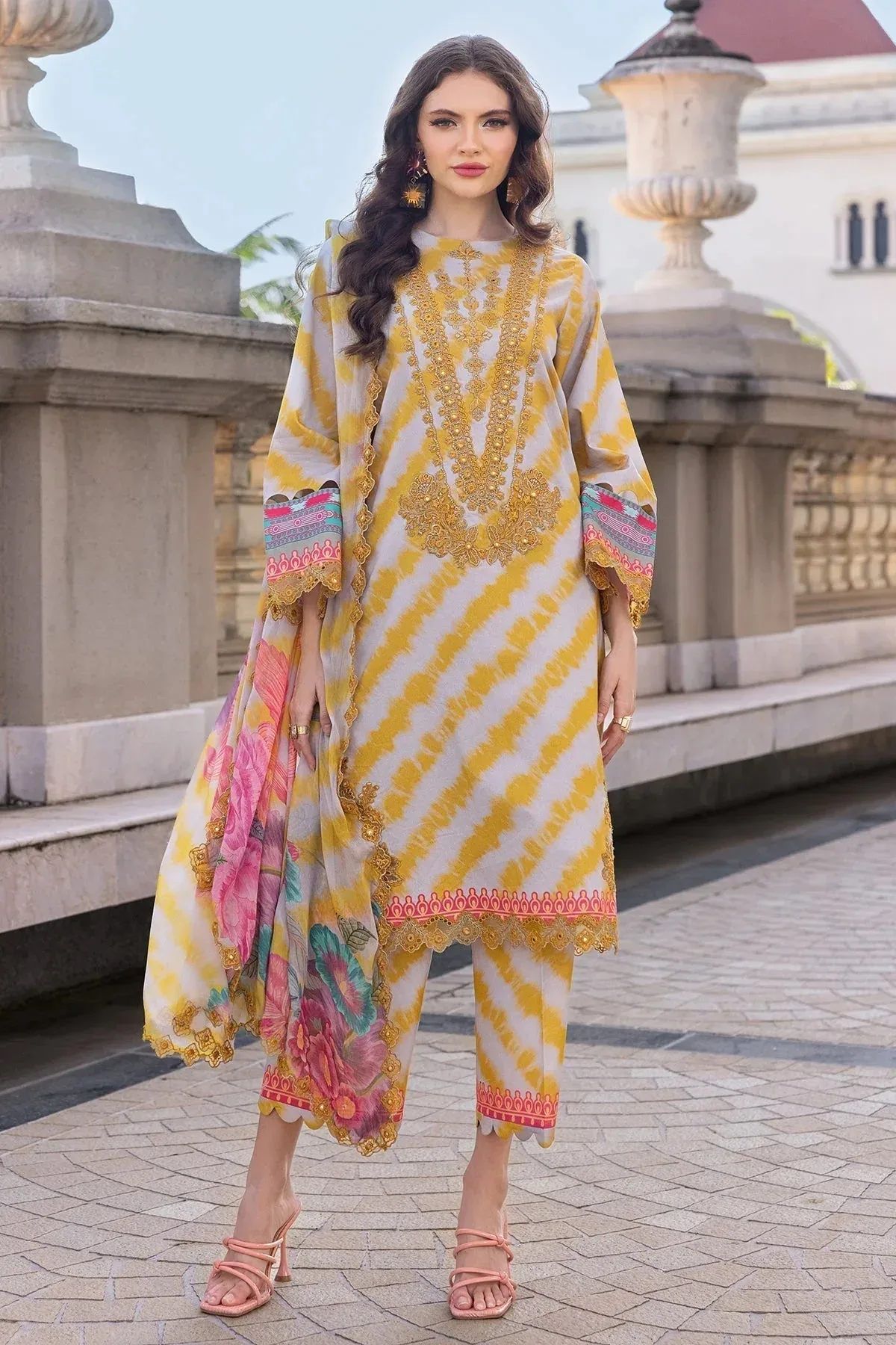 Charizma Agaz e Nou 25 Mustard Yellow Chiffon – view 1 – Poshaq