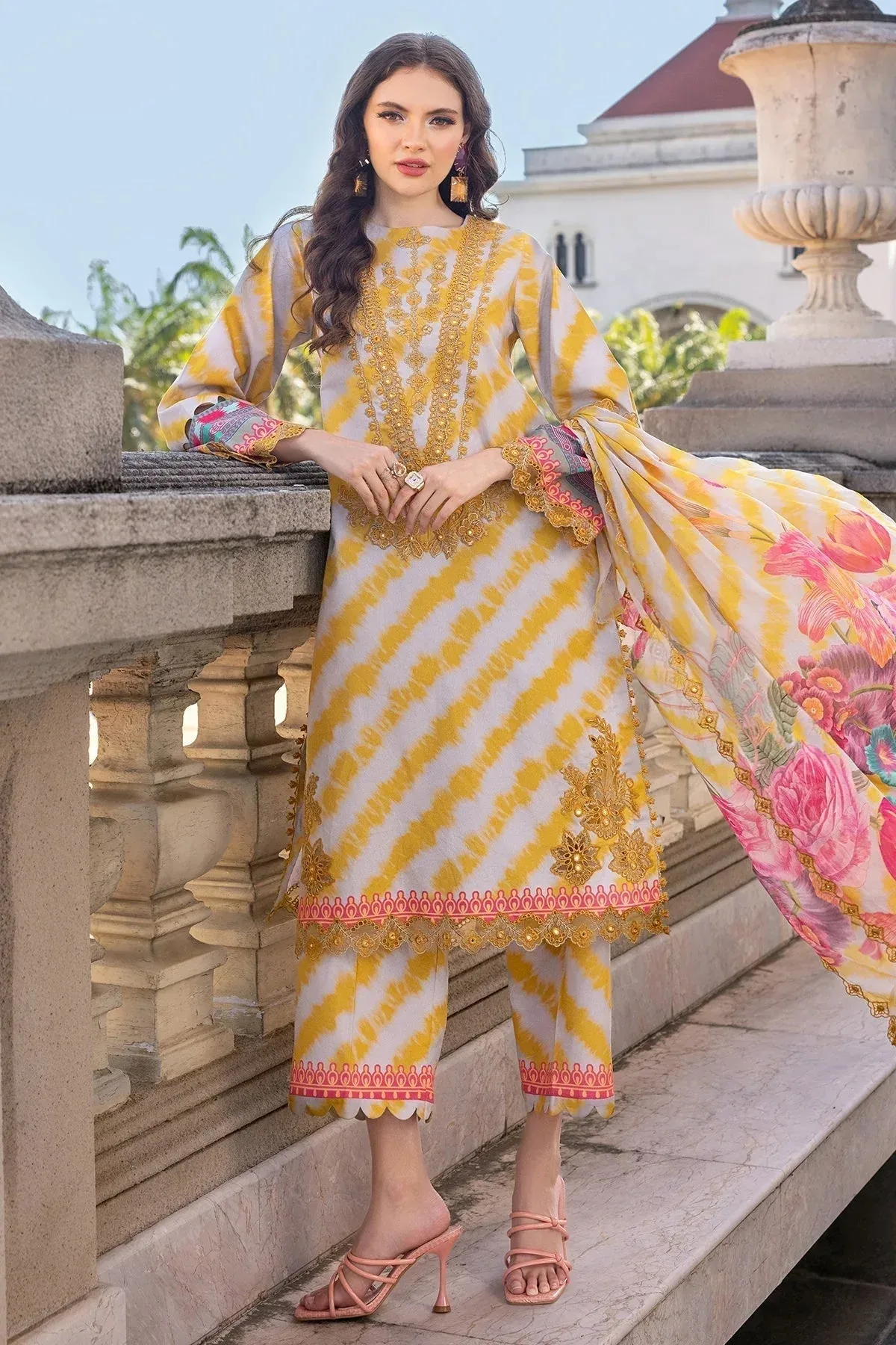 Charizma Agaz e Nou 25 Mustard Yellow Chiffon – view 2 – Poshaq