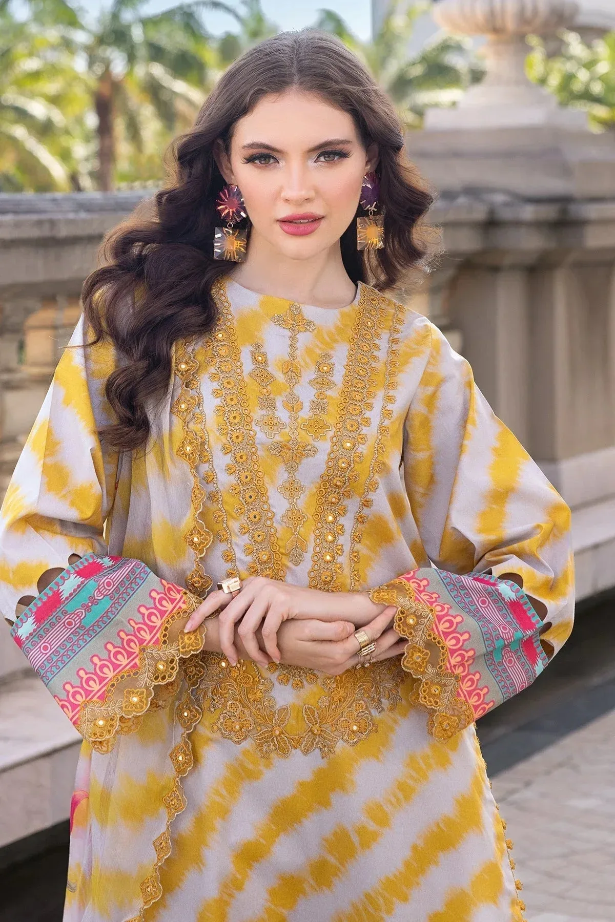 Charizma Agaz e Nou 25 Mustard Yellow Chiffon – view 3 – Poshaq