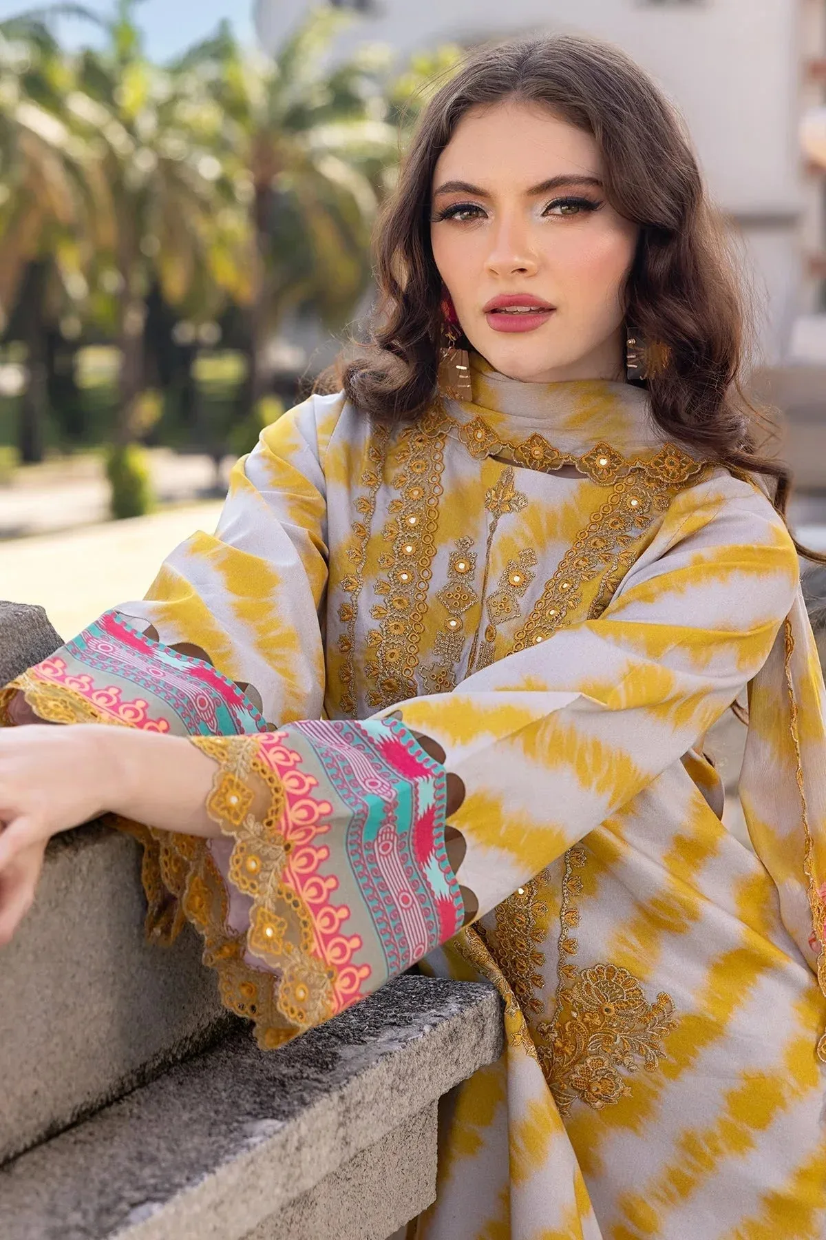Charizma Agaz e Nou 25 Mustard Yellow Chiffon – view 4 – Poshaq