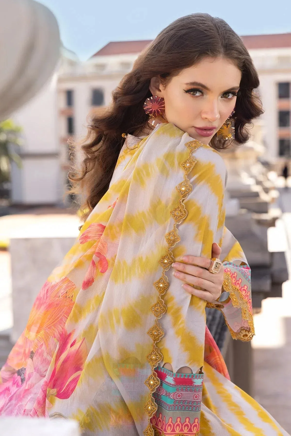 Charizma Agaz e Nou 25 Mustard Yellow Chiffon – view 5 – Poshaq