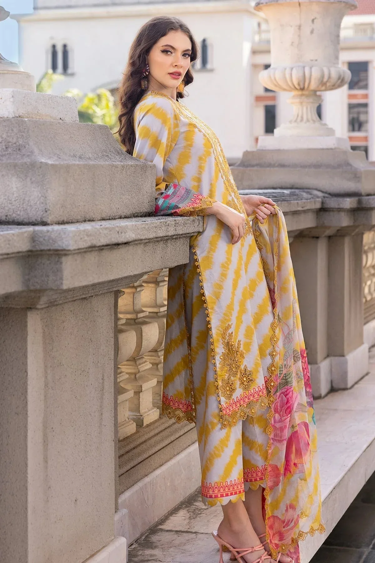 Charizma Agaz e Nou 25 Mustard Yellow Chiffon – view 6 – Poshaq