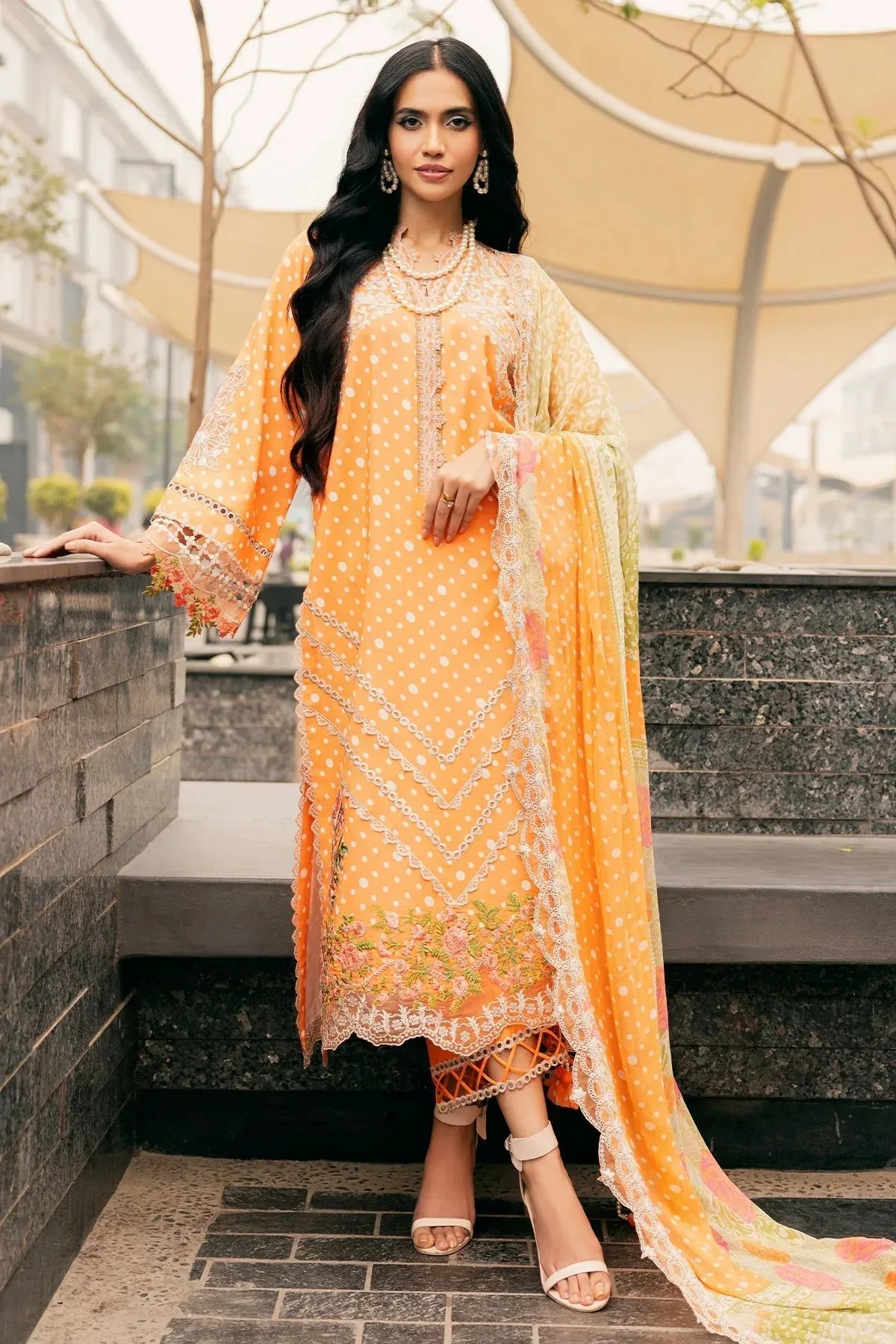 Charizma Swiss Miss Voil Collection Peach Chiffon – view 1 – Poshaq