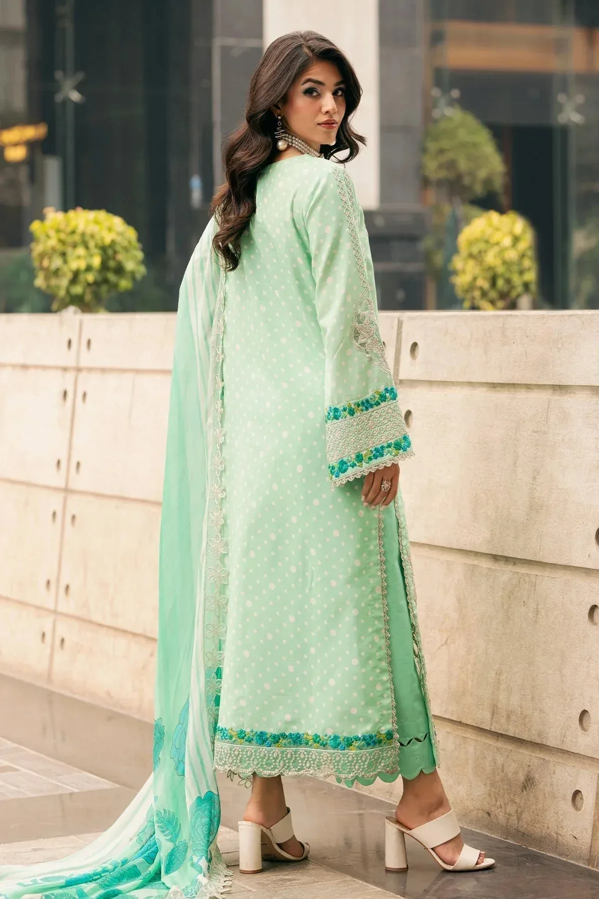Charizma Swiss Miss Voil Collection Mint Green Chiffon – view 2 – Poshaq