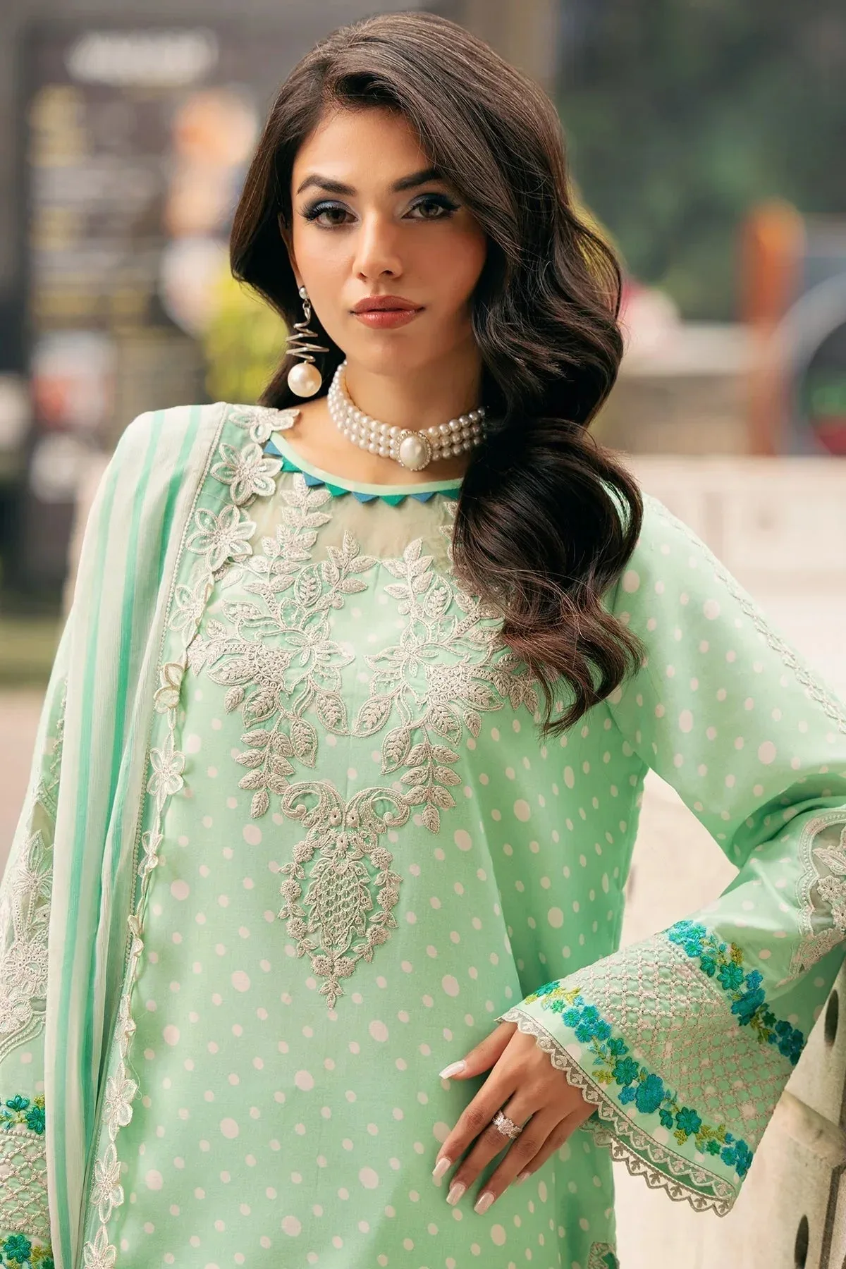 Charizma Swiss Miss Voil Collection Mint Green Chiffon – view 3 – Poshaq